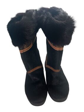 Garden Sport Italy Blk Faux Fur Trim & Pony Hair Winter/Snow boots Boots Size 39